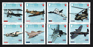 Мэн, 2018, 100 лет королевским ВВС, Самолеты, Вертолет, 8 марок